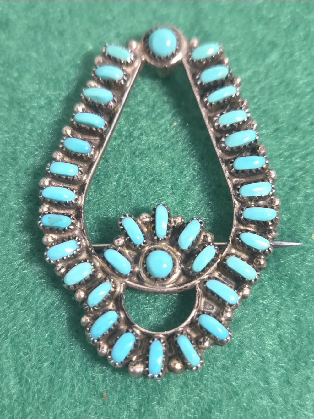 Turquoise Teardrop Cluster Brooch - Women Jewelry